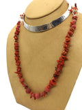 Coral Bead Necklace with Leather Closure Round Sponge Coral 12 mm to 7 mm 16 Inches Long 12 Inches Long Leather Tie Closure