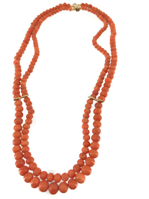 Two strand Natural Mediterranean Coral Frangia Necklace by Cosmo