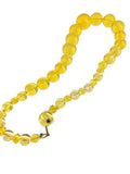 Yellow Round Bead Choker Mid 20th Century Translucent Plastic 15 mm to 6 mm Beads 39.9 Grams 15.5 Inches Long