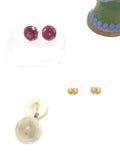 Rubellite Tourmaline 14 Karat Yellow Gold Solitaire Earrings 8 mm 6-Prongs Mounting Fiction Post Backs 1.95 Carats each