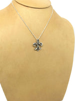 Fleur de Lis Pendant Necklace Sterling Silver with Hidden Bail 3.91 Grams 21 mm Wide 27 mm 16 Inches Long Cable Chain 3 Grams