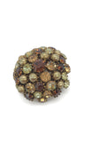 Vintage Bronze Brown Faux Pearl Rhinestone Dome Pin 18 Millimeters High 1 1/2 Inches Round