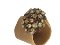 Vintage Bronze Brown Faux Pearl Rhinestone Dome Pin 18 Millimeters High 1 1/2 Inches Round