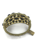 Black and Gold Filigree Bracelet Gold Metal Hinged 2.5 Inches Wide Tapers down to 1/2 of an Inch, 7 Inches Long Inside