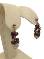 Bohemian Garnet Culture Freshwater Pearls Dangle Earrings 8 x 5 mm Rose Gold-Plated Sterling Silver Chain 5 mm Ball Earring Post 1 Inch Long