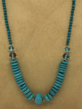 Turquoise Bead and Sterling Silver Single Strand Women's Necklace 50-Grams 25 Inches Long