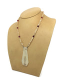 Mother of Pearl Bead and Pendant Necklace Single Strand Sterling Silver Filigree Clasp 32 Grams 18 Inches Long