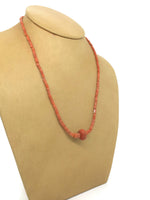 Mediterranean Coral Single Strand Necklace 120 Red-Orange Beads Sterling Sliver Filigree Clasp 16 Grams 20 Inches Long