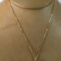 Yellow Gold Chain Necklace 14 Karat Cable Style Diamond Cut 0.6 Grams 16 Inches Long