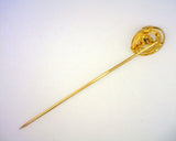 Vintage 10 Karat Yellow Gold Blue Sapphire Stick Pin Pierced Engraved Framed Genuine 2 mm Round Gemstone 1.3 Grams 2 7/8 Inches Long
