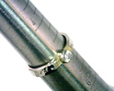Diamond Palladium 14 Karat Gold Engagement Ring  Textured Engraved Finish Brilliant 3 mm Round VS1 Diamond Bezel Set 2.7 Grams 3-5 mm Thick Size 5