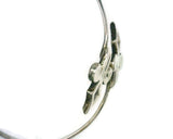Fleur de Lis Bangle Bracelet "Garden Delight" Sterling Silver 18.3 Grams Size 7 1/2 Inches Long
