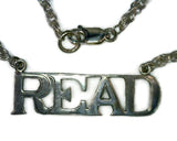Monogram "READ" Necklace Sterling Silver Twisted Rope Chain 1 1/2 Inches Long 1/2 Inch Wide 1 mm Thick 6.4 Grams 17 Inches Long