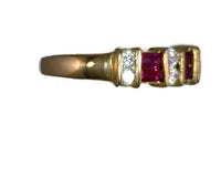 Ruby Diamond Band Ring 14 Karat Yellow Gold Celebrity Owner Kathy Bates 6 Ruby Baguettes 0.42 Carat 8 Diamonds 0.28 Ctw 4.8 Grams Size 6 3/4