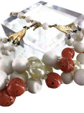 Mid Century Japanese Glass Baroque Pearl and Faux Coral 3-Strand Bead Necklace 15-18 mm 95 Grams 16 Inches Long
