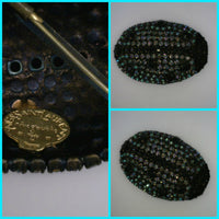 Yves Saint Laurent Lady Bug Brooch Vintage Black and Midnight Blue Rhinestones 1 3/4 Inches Wide 2 1/4 Inches Long