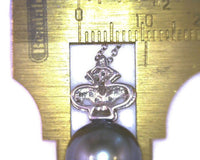Fleur de Lis Tahitian Black Pearl Diamond Pendant 18 Karat White Gold 17 Bead-set Round Full-Cut Diamonds 12 mm Round Pearl 3.6 Grams 3/4 Inch Long