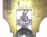 Fleur de Lis Tahitian Black Pearl Diamond Pendant 18 Karat White Gold 17 Bead-set Round Full-Cut Diamonds 12 mm Round Pearl 3.6 Grams 3/4 Inch Long