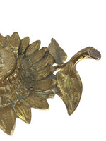 Sunflower with Bee Ink Well Ormolu Golden Brass 20th Century Casting 525 Grams 6 Inches Wide 2 Inches Deep 8 Inches Long