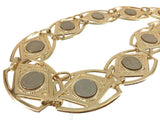 Vintage Link Coin and Curb Chain Belt Gold-tone Metal Rectangular 14 Coins 2 Inches Wide 31 Inches Long