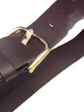 Vintage Banana Republic Wide Brown Leather Belt Gold Metal Buckle 2 Inches Wide 34 Inches Long