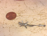 Lizard Stick Pin Sterling Silver Pave'-set Marcasite Stones Noteworthy Owner Kathy Bates 12 mm Wide 26 mm Head to Tail