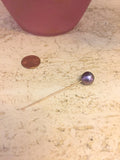 Cultured Saltwater Black Pearl Stick Pin Near Round 12 mm Vintage 2.9 Grams 2 1/2 Inches Long